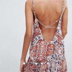 NWT raga sunset gold sleeveless low back‎ mini dress womens size small Aztec